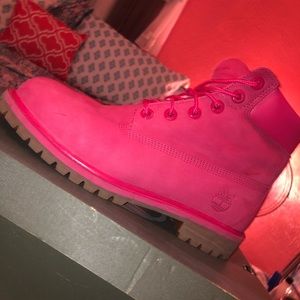 Pink Timberland boots